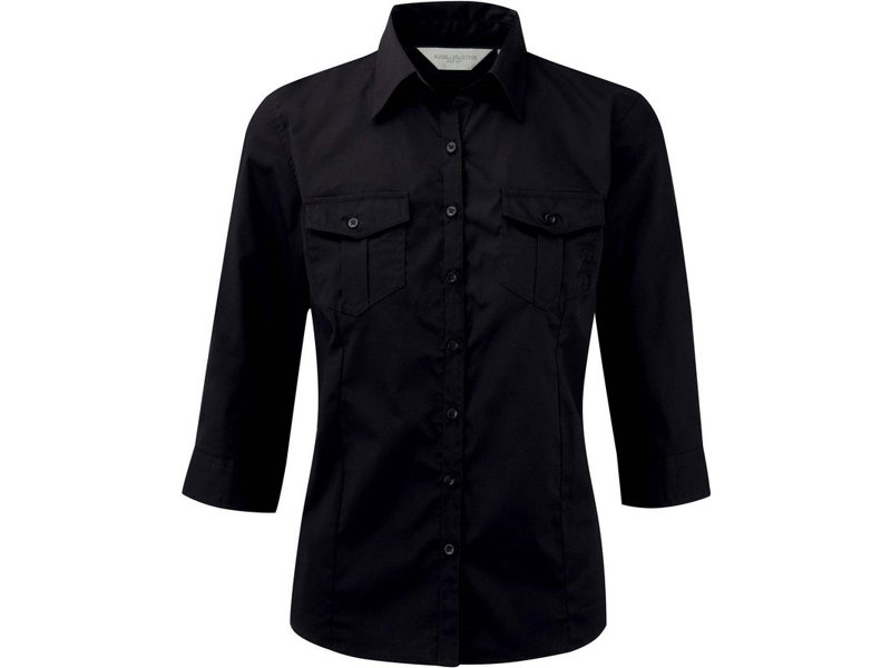 hoofd kolonie bros Twill ladies shirt LS | 100% sergekatoen blouse met Italiaanse kraag