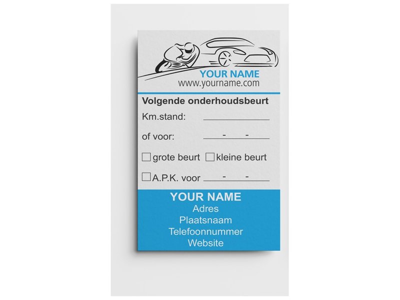 Auto onderhoudskaartjes