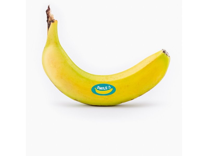 Banaan met fruitsticker