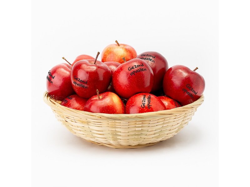 Fruitmand incl. 18 bedrukte appels
