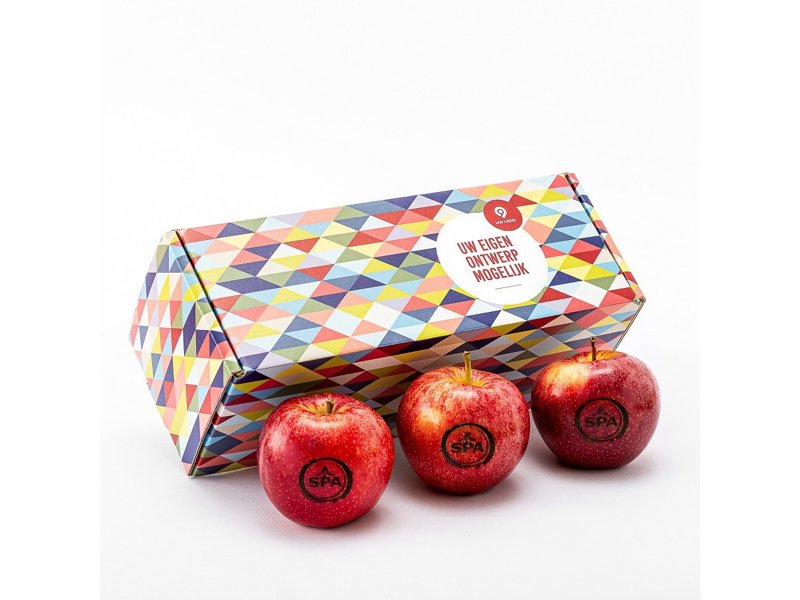 Geschenkverpakking incl. 3 bedrukte appels