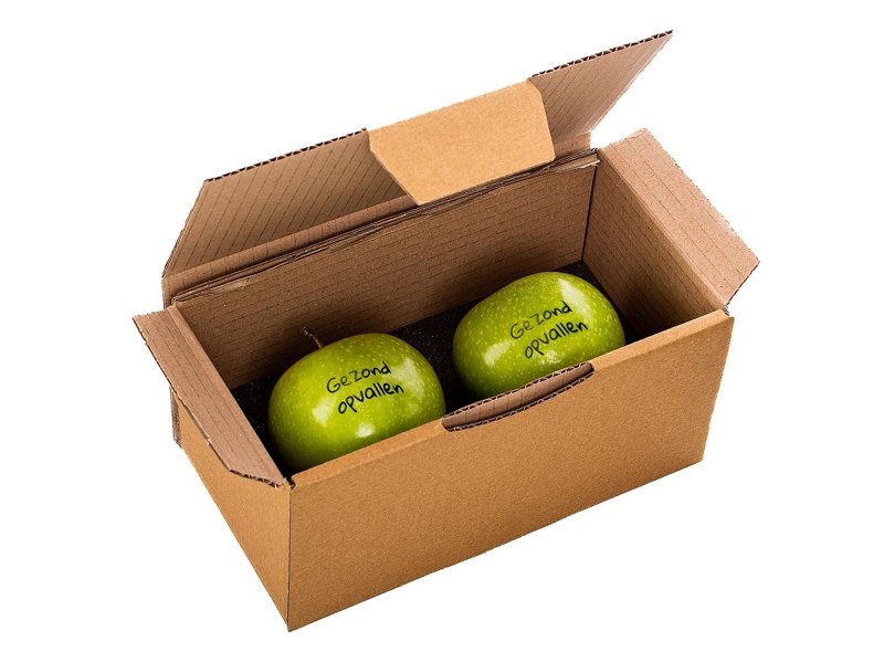Verzendverpakking incl. 2 bedrukte appels