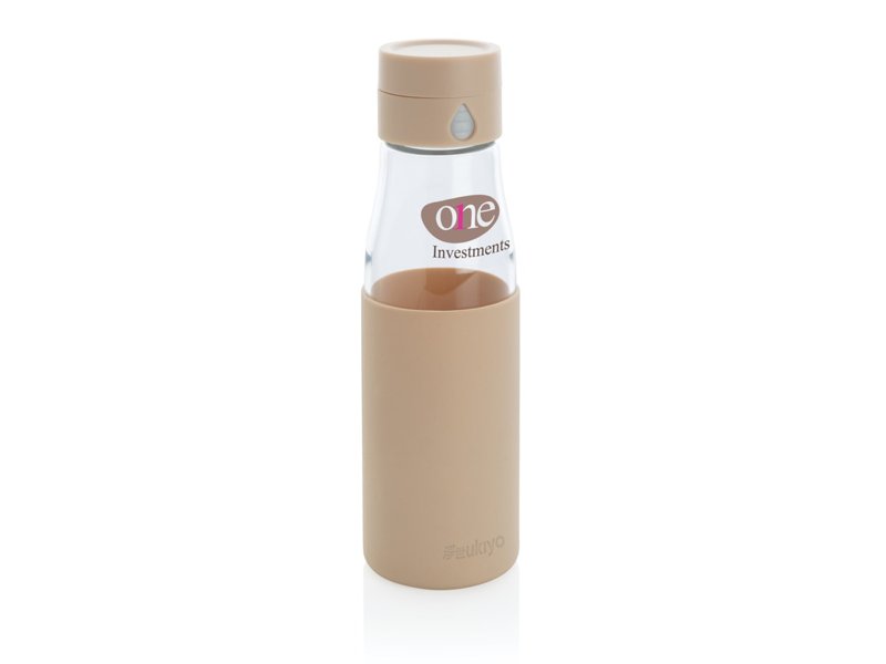 Ukiyo glazen hydratatie-trackingfles met sleeve Ukiyo glazen hydratatie-trackingfles met sleeve
