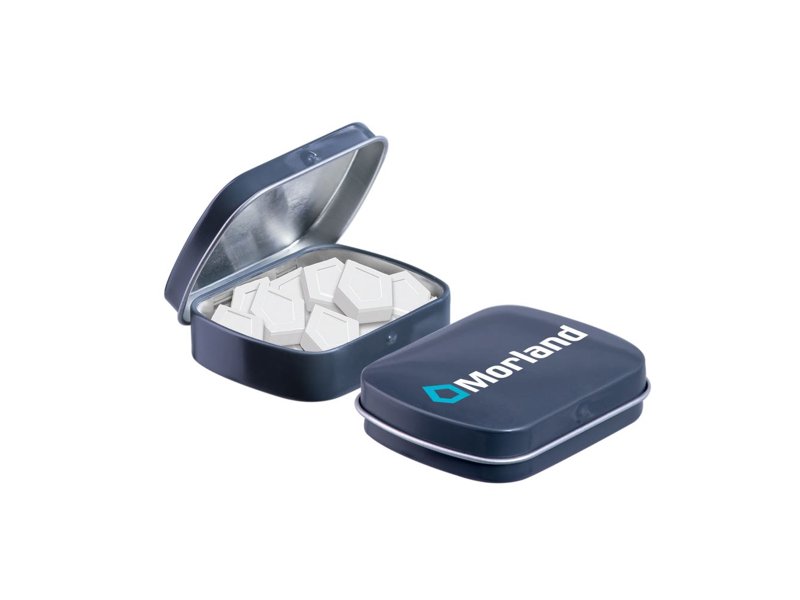 Mini scharnierblikje logo mints