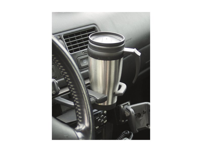 Voordelige RVS/kunststof thermobeker met schroefdop.