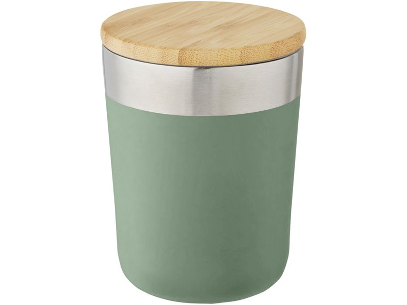 Lagan koperen vacuüm geïsoleerde roestvrijstalen beker van 300 ml met bamboe deksel Lagan koperen vacuüm geïsoleerde roestvrijstalen beker van 300 ml met bamboe deksel