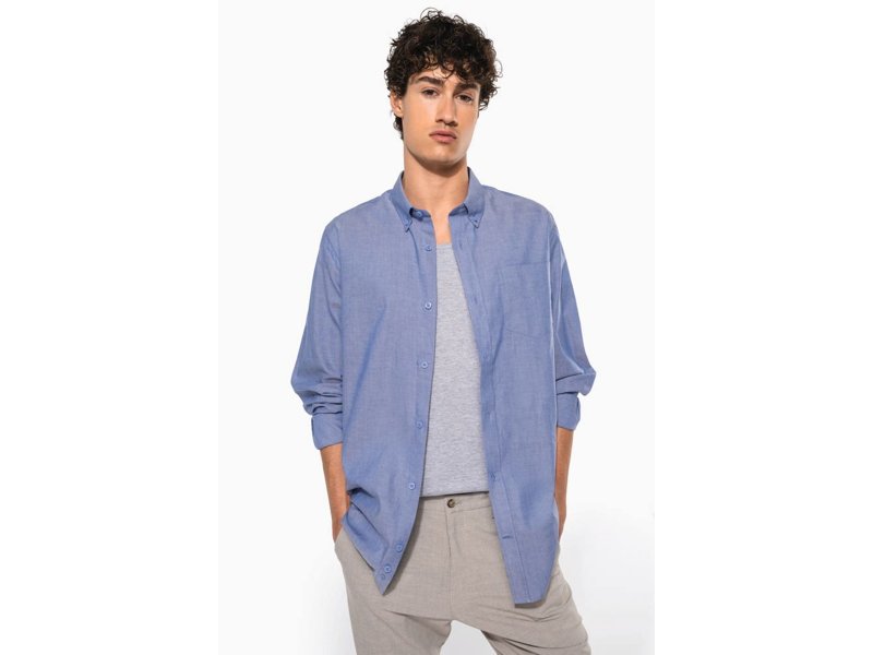 Kariban Heren oxford overhemd lange mouwen