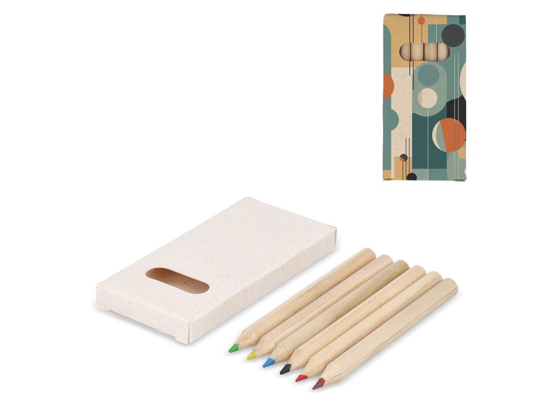 6 kleurpotloden in gerecycled melkpakken doosje 6 kleurpotloden in gerecycled melkpakken doosje
