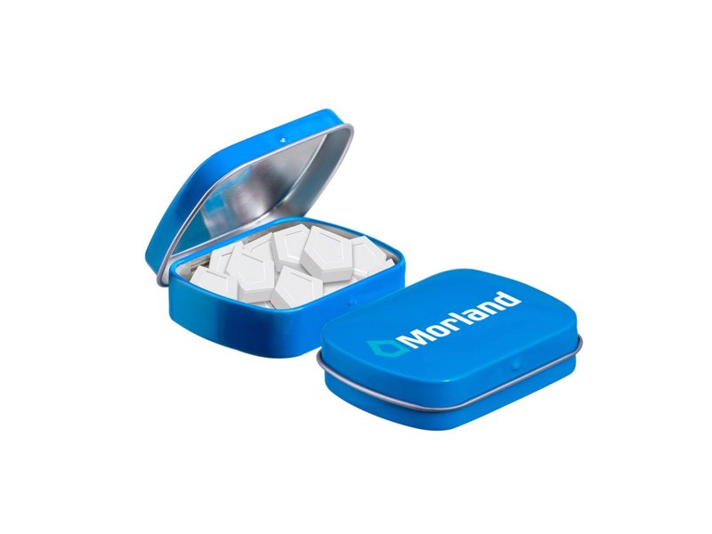 Mini scharnierblikje logo mints