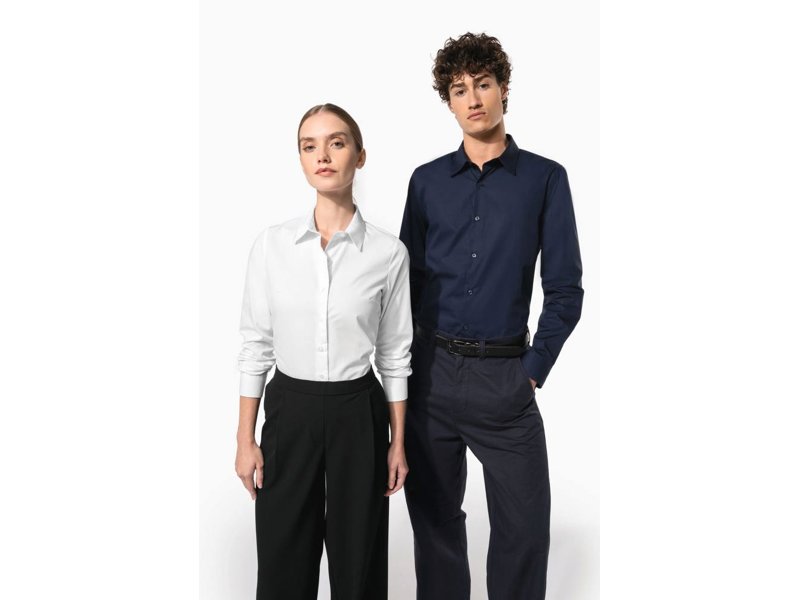 Kariban Damesblouse in popeline met lange mouwen