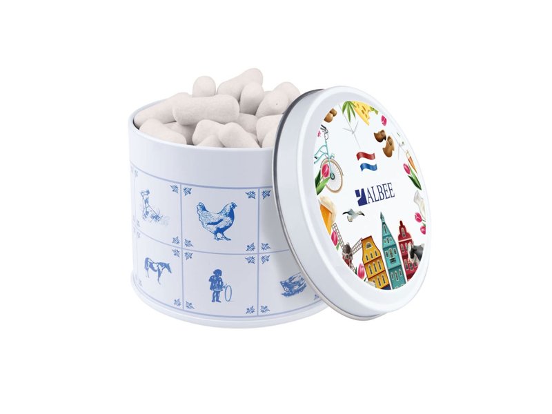 Delftsblauw blik snoep