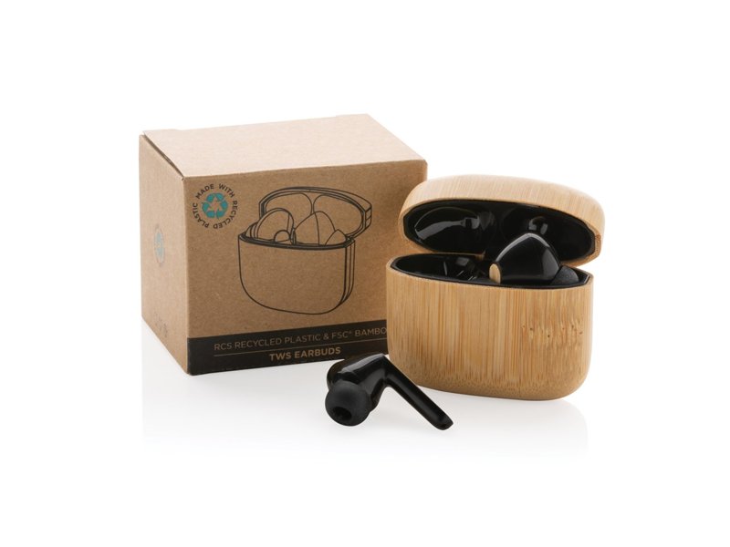 Gerecycled plastic & bamboe TWS-oordoppen