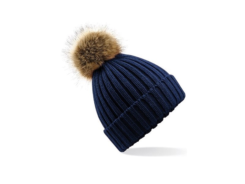 Beechfield - Faux Fur Pop Pom Chunky Beanie Beechfield - Faux Fur Pop Pom Chunky Beanie