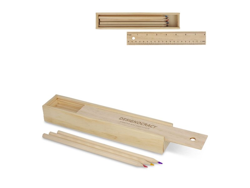 Kleurpotloden in houten schuifdoos Kleurpotloden in houten schuifdoos