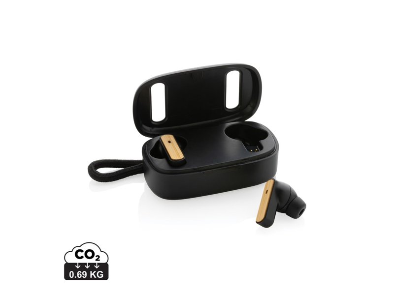 Gerecycled plastic & bamboe TWS oordopjes Gerecycled plastic & bamboe TWS oordopjes