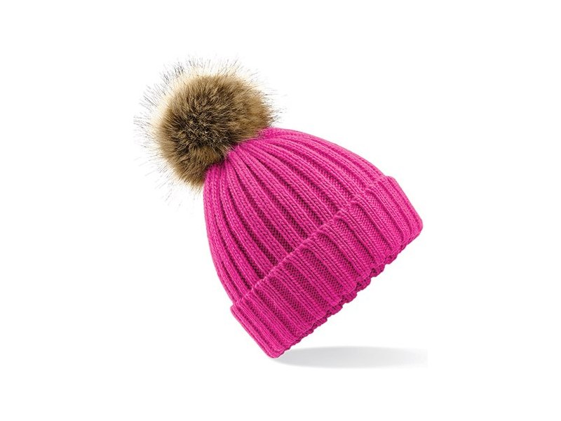 Beechfield - Faux Fur Pop Pom Chunky Beanie Beechfield - Faux Fur Pop Pom Chunky Beanie