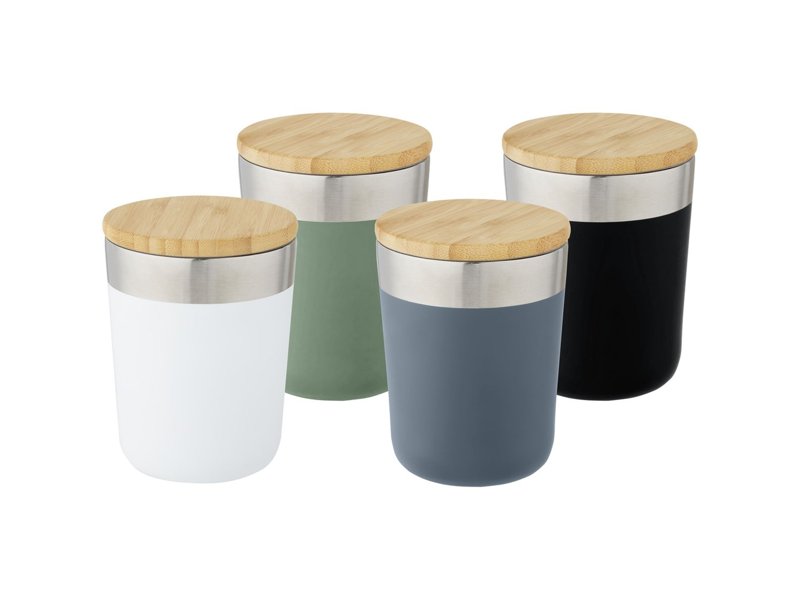 Lagan koperen vacuüm geïsoleerde roestvrijstalen beker van 300 ml met bamboe deksel Lagan koperen vacuüm geïsoleerde roestvrijstalen beker van 300 ml met bamboe deksel