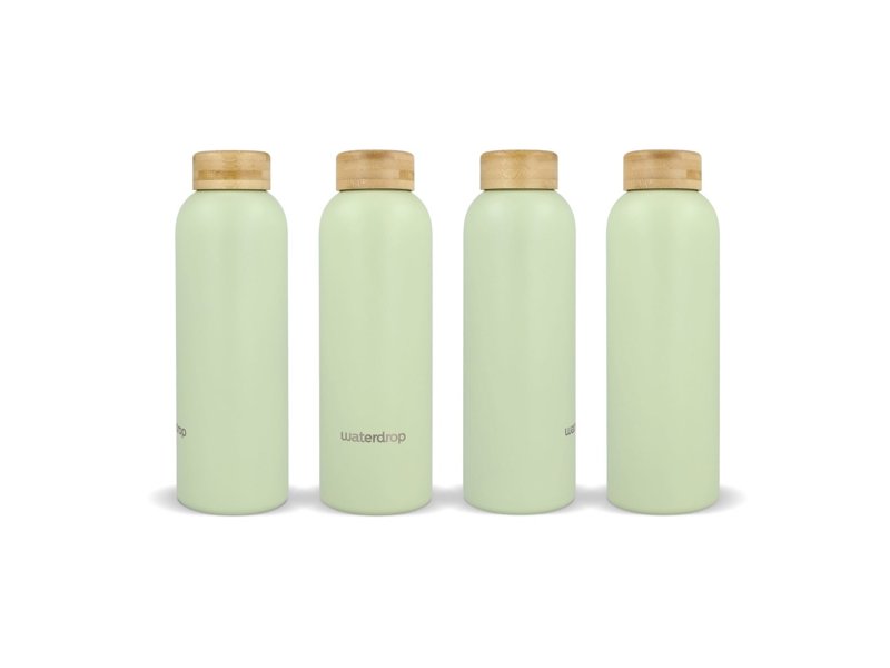 Waterdrop Roestvrijstalen Fles met Bamboe dop 600ml Waterdrop Roestvrijstalen Fles met Bamboe dop 600ml