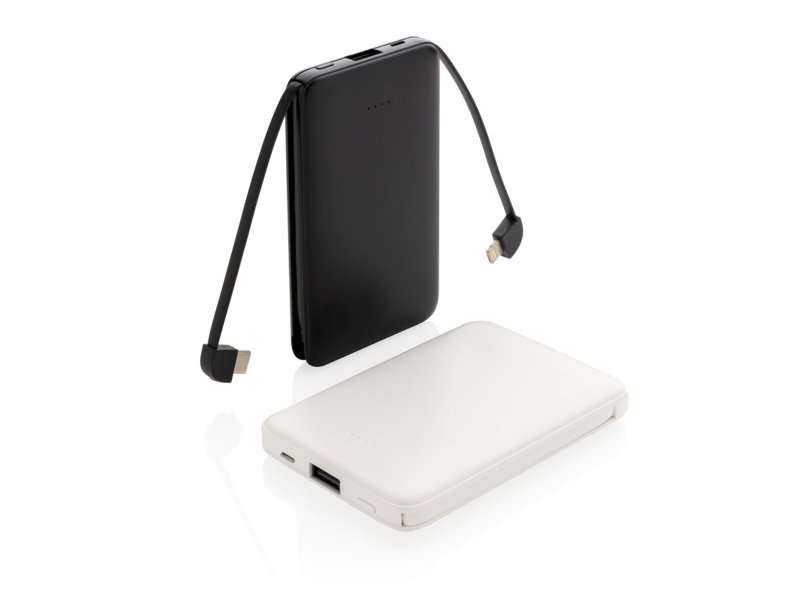 5.000 mAh zakformaat powerbank met geïntegreerde kabels 5.000 mAh zakformaat powerbank met geïntegreerde kabels