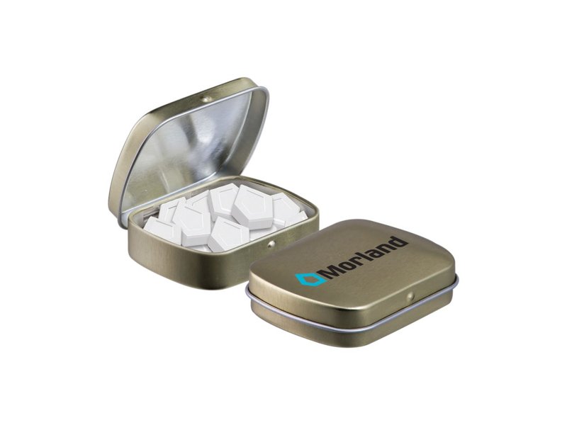 Mini scharnierblikje logo mints