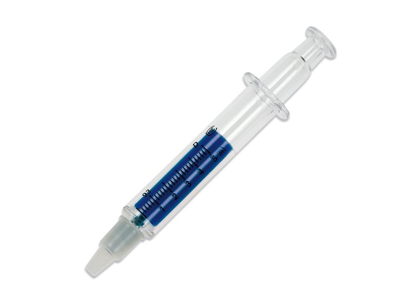 Transparante injectie tekstmarker.