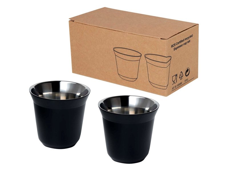 Duo 80 ml RCS gecertificeerde roestvrijstalen espressokopjesset Duo 80 ml RCS gecertificeerde roestvrijstalen espressokopjesset