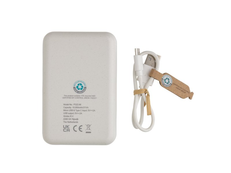 RCS standaard recycled plastic 10.000 mAh powerbank