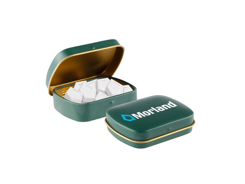 Mini scharnierblikje logo mints