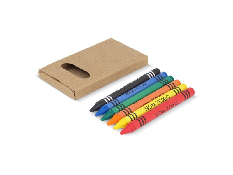 6 stuks kleurkrijtjes in kraftdoos
