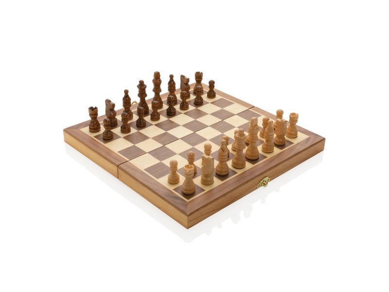 Luxe houten opvouwbaar schaakspel