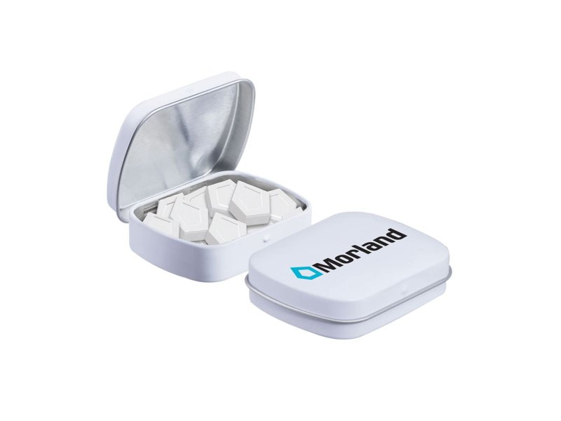 Mini scharnierblikje logo mints