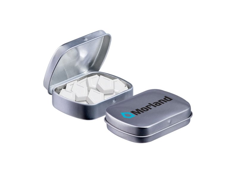 Mini scharnierblikje logo mints