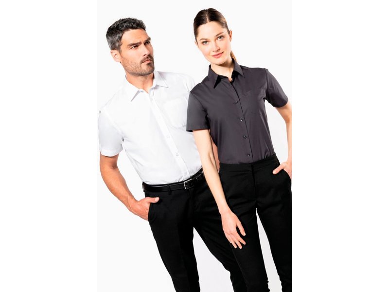 Kariban Dames Poplin Blouse Korte Mouwen