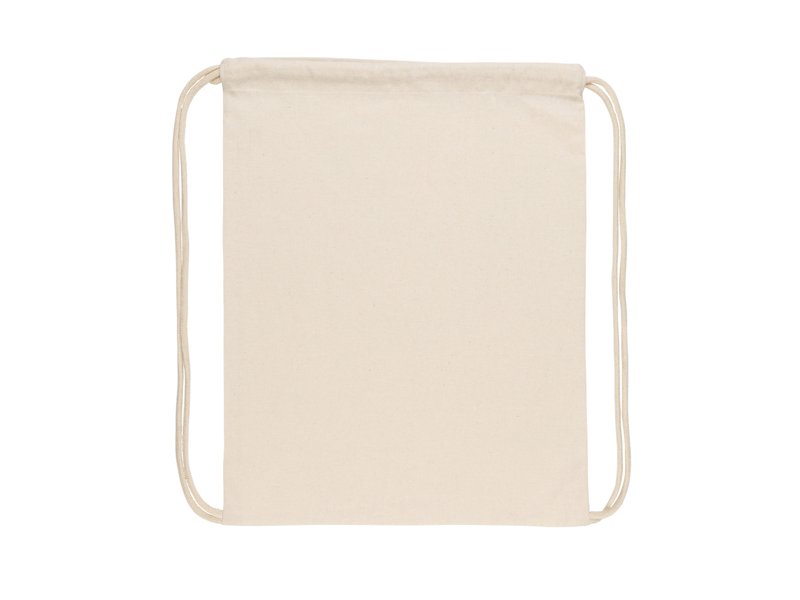 Impact AWARE™ gerecycled katoenen rugzak met trekkoord 145gr