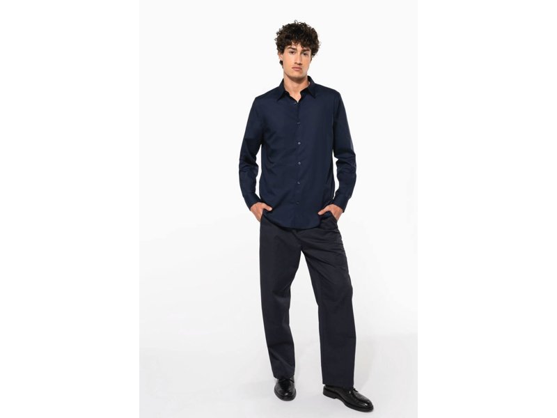 Kariban Herenoverhemd in popeline met lange mouwen