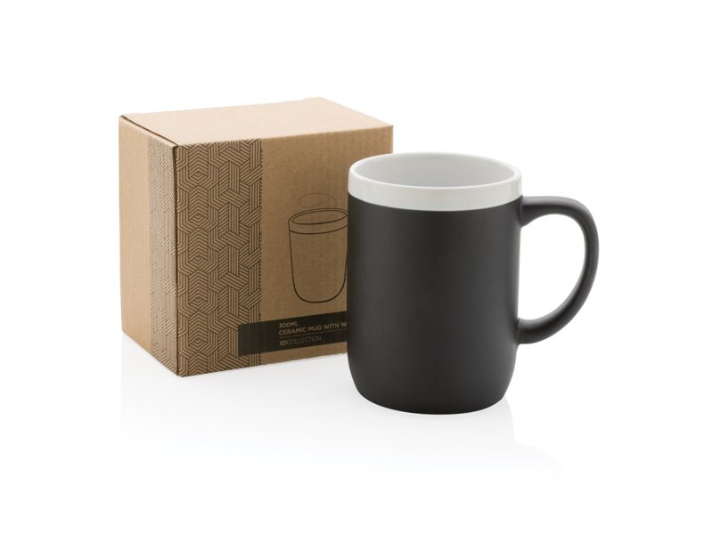 Keramische mok met witte rand