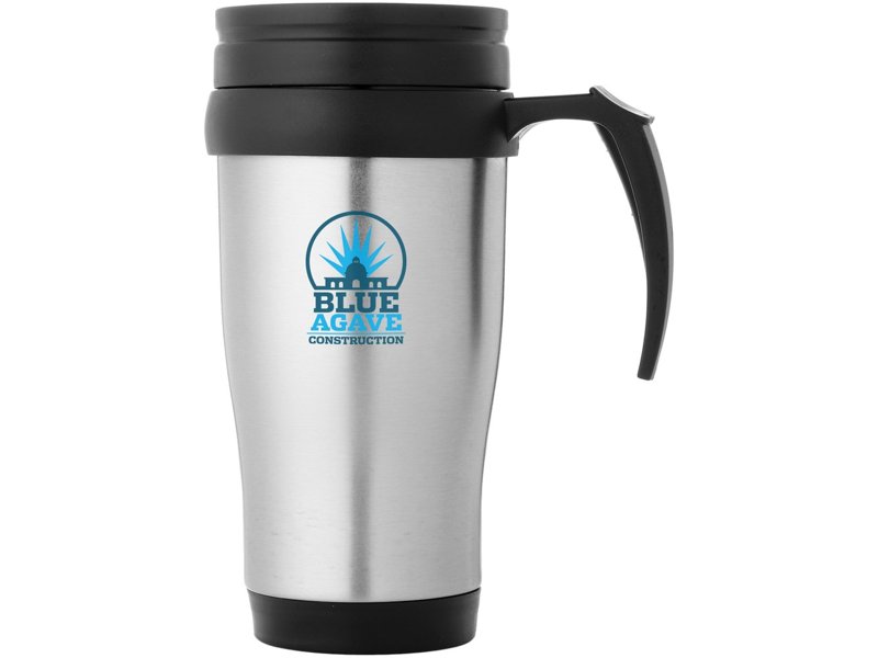 Handige thermosbeker met handvat, snel met eigen logo leverbaar Handige thermosbeker met handvat, snel met eigen logo leverbaar