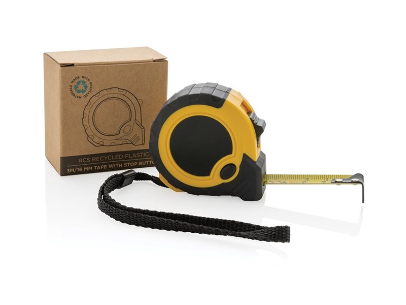 RCS gerecycled plastic 3M/16 mm rolmaat met stopknop RCS gerecycled plastic 3M/16 mm rolmaat met stopknop