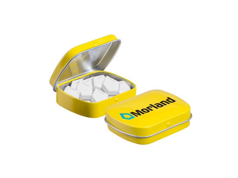 Mini scharnierblikje logo mints