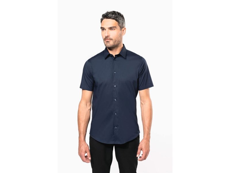 Kariban Heren stretch overhemd korte mouwen