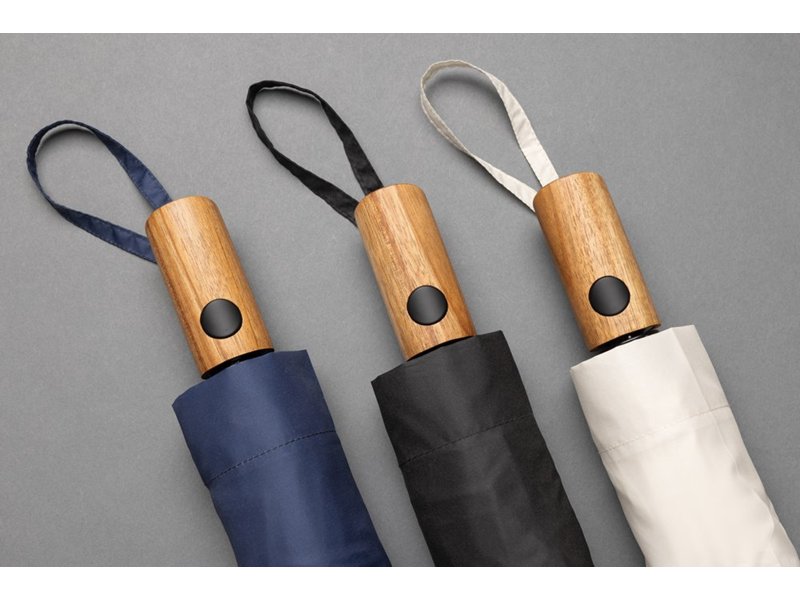 Kaycey 21" AWARE™ RPET Acaciahouten mini auto open paraplu Kaycey 21" AWARE™ RPET Acaciahouten mini auto open paraplu