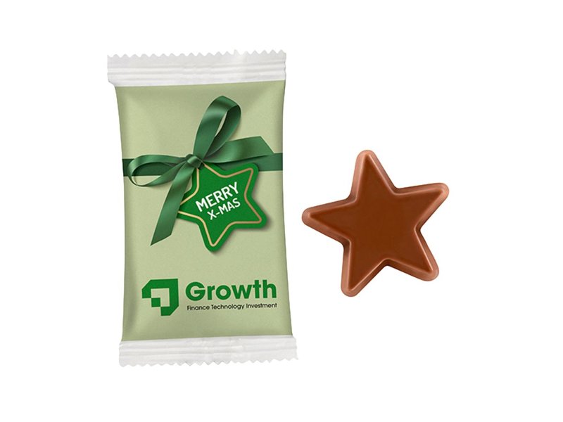 Chocolade ster in papieren flowpack