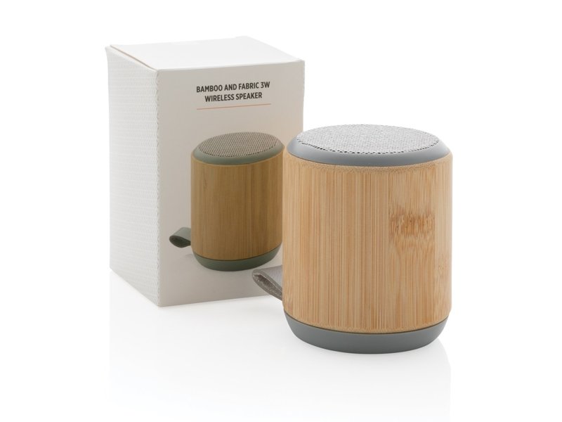 Bamboe en fabric 3W draadloze speaker Bamboe en fabric 3W draadloze speaker