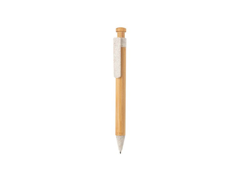 Bamboe pen met tarwestro clip Bamboe pen met tarwestro clip