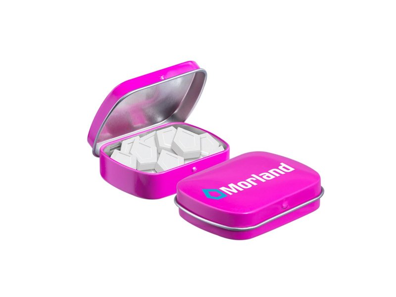 Mini scharnierblikje logo mints