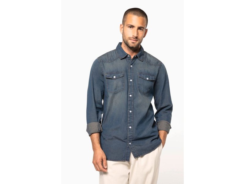 Kariban Heren denim overhemd lange mouwen Kariban Heren denim overhemd lange mouwen