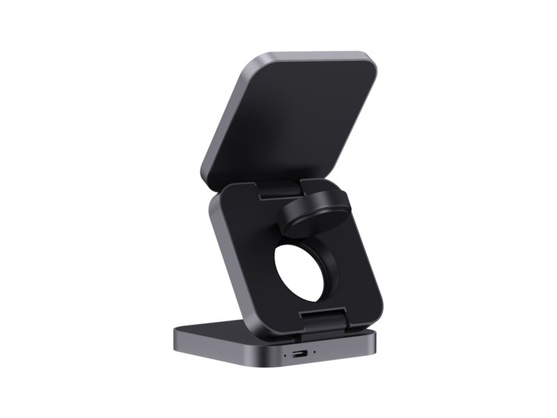 Terra RCS gerecycled aluminium opvouwbare 3 in 1 15W oplader Terra RCS gerecycled aluminium opvouwbare 3 in 1 15W oplader