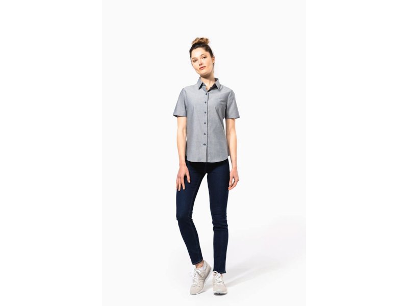 Kariban Dames oxford blouse korte mouwen Kariban Dames oxford blouse korte mouwen