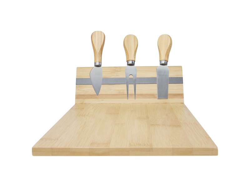 Mancheg magnetische kaasplank van bamboe en bestek Mancheg magnetische kaasplank van bamboe en bestek