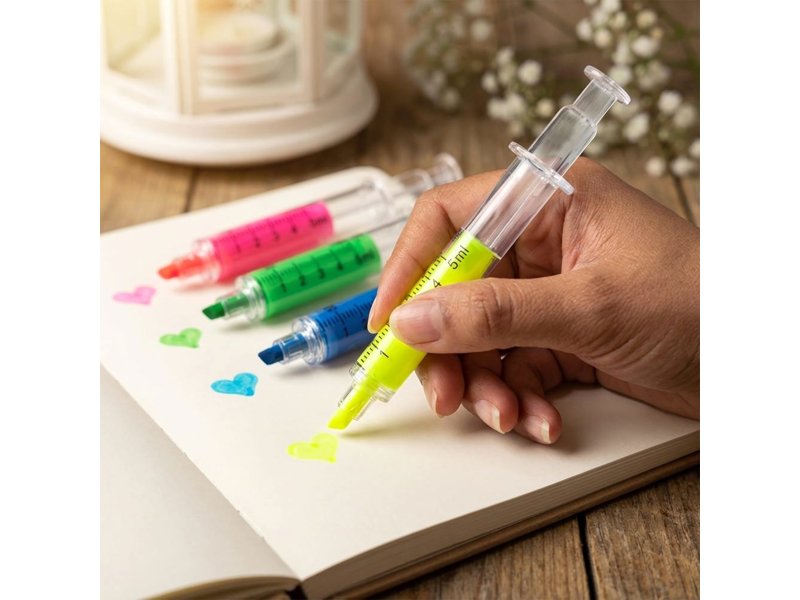 Transparante injectie tekstmarker.